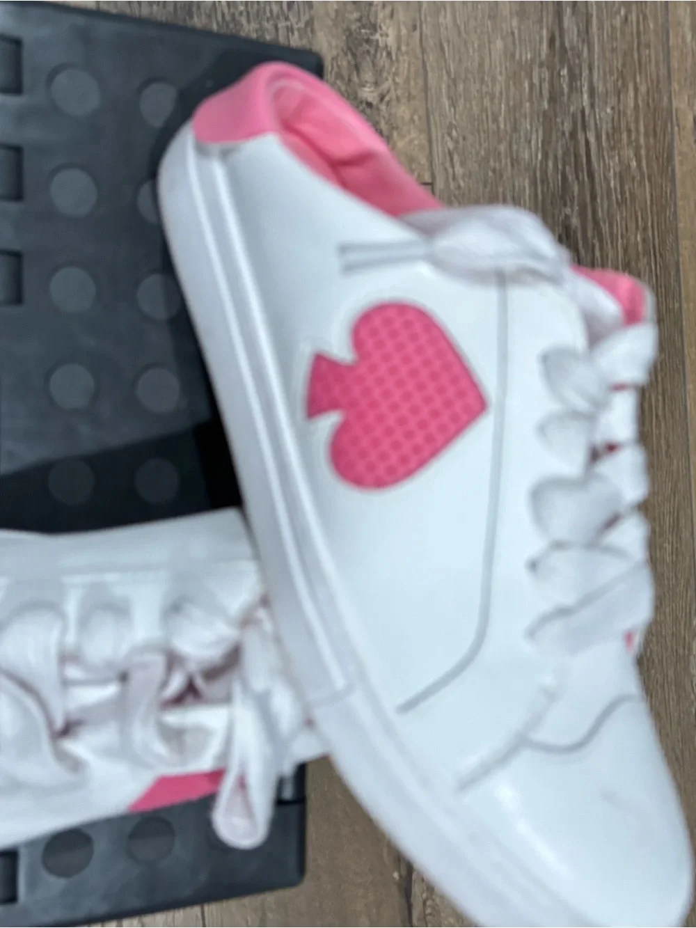 kate spade White and Pink Heart Logo Sneakers